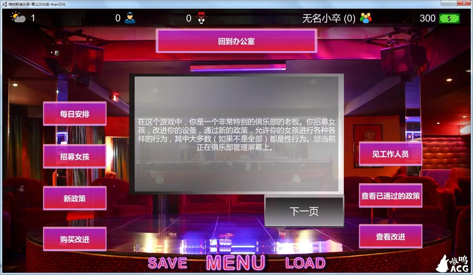 【经营SLG/汉化/全动态】维纳斯脱衣舞俱乐部 V7.0 精翻汉化版【1月大更新/4G】 畅玩游戏 预览第2张