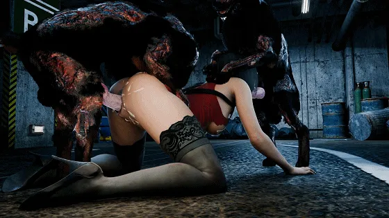 [3D/无修/CV] Waosart 8月新作：艾达王+伊芙+灵蝶+黑百合+艾玛 性感黑丝女神丧尸犬前后夹击侵犯中出 [2.9G/FM/WY]