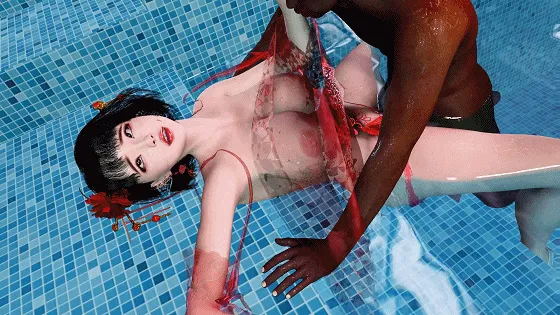 [3D/隐奸/NTR] 牛头人爱好者：拜金女-泳池NTR 性感女友在泳池内被黑人老头侵犯中出 [中字] [6.4G/FM/WY]