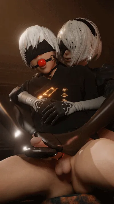 [3D/无修/动态] LazyProcrast 6月新作：2B+深羽 性感女神黑丝足交侍奉 骑乘传教士体位爆肏 [340M/FM/WY]