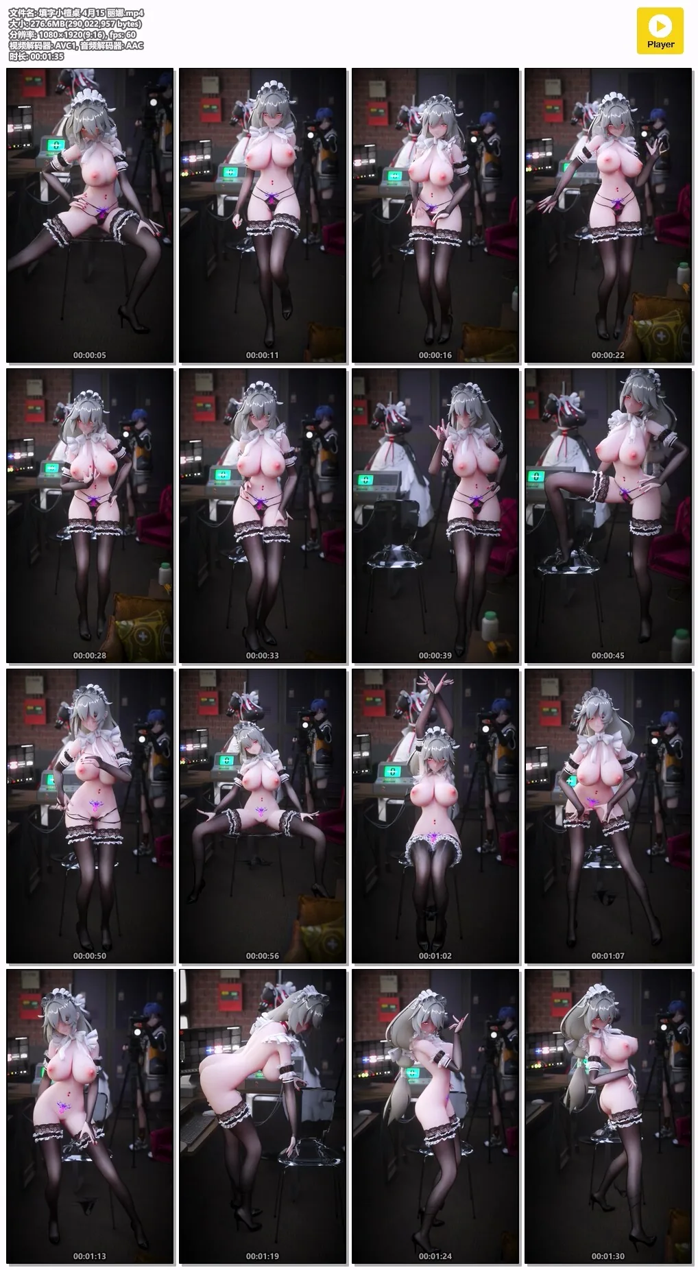 【3D/填字小檀桌】绝区零 初恋椅子裸舞 黑丝巨乳丽娜【276m/1080p竖屏/飞猫迅雷】
